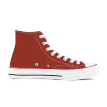 Load image into Gallery viewer, Ti Amo I love you - Exclusive Brand - Brick Red 2 - White Daisy - High Top Canvas Shoes - White  Soles
