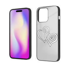 Load image into Gallery viewer, Ti Amo I love you - Exclusive Brand - Silver - Double White Heart -  iPhone 14 Glass Case (3 cameras)
