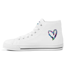 Load image into Gallery viewer, Ti Amo I love you - Exclusive Brand - White - Colorful Hearts - Womens High-Top Canvas Shoes - White Soles
