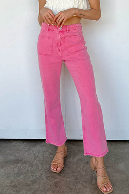 Ankle-length Flare Leg Raw Hem Jeans Ti Amo I love you