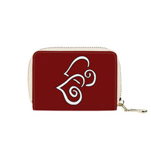 Load image into Gallery viewer, Ti Amo I love you - Exclusive Brand - Dark Burgundy - Double White Heart - PU Leather - Zipper Card Holder
