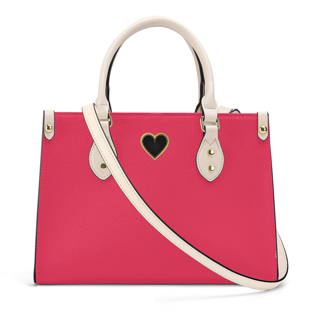 Ti Amo I love you - Exclusive Brand - Radical Red - Luxury Womens PU Tote Bag - Cream Straps