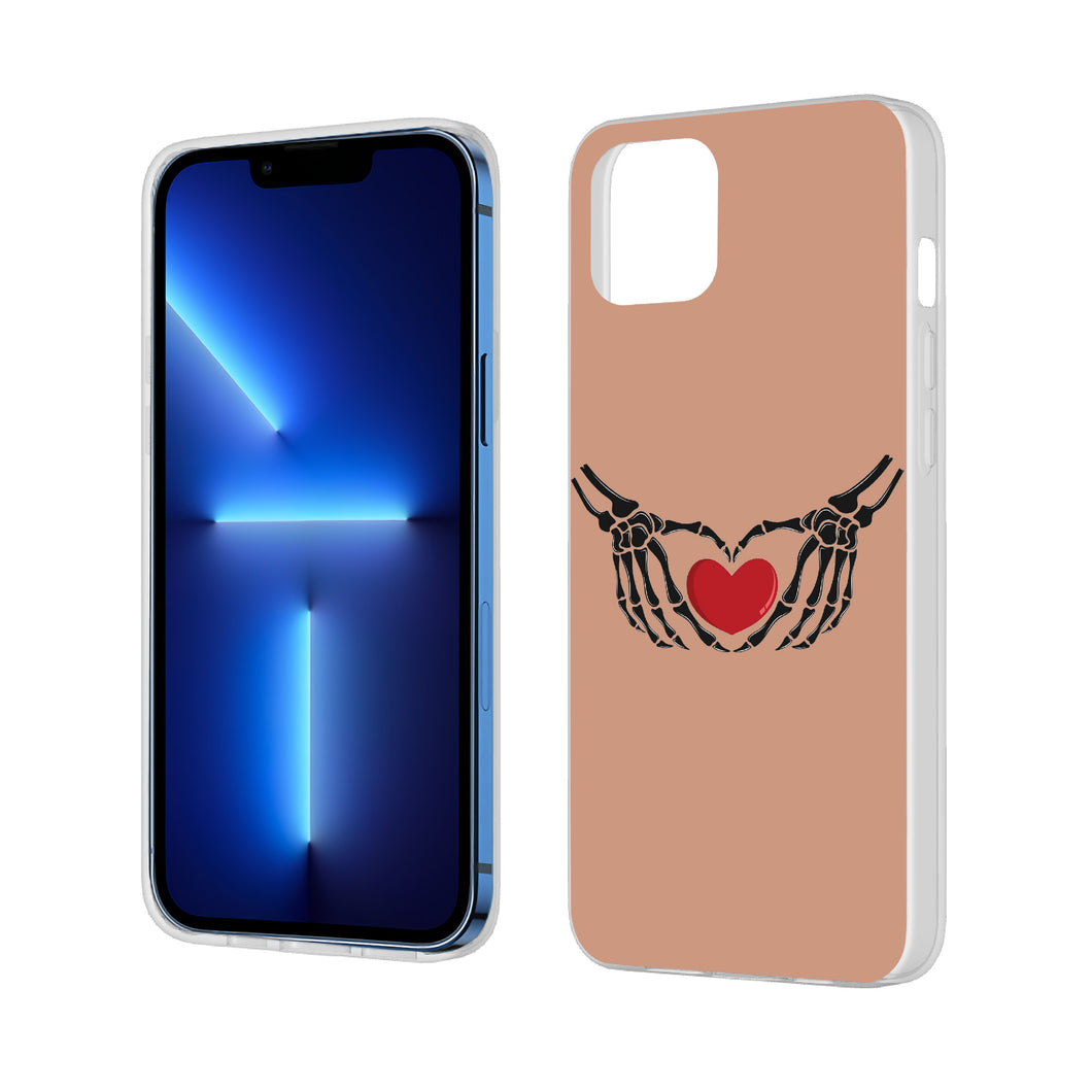 Ti Amo I love you - Exclusive Brand -  Feldspar - Skeleton Hands with Heart  - iPhone 13 Transparent Case (2 cameras)