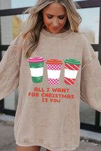 Load image into Gallery viewer, Apricot All I Want For Christmas Is You Ribbed Pullover Sweatshirt Ti Amo I love you
