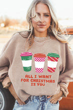 Load image into Gallery viewer, Apricot All I Want For Christmas Is You Ribbed Pullover Sweatshirt Ti Amo I love you
