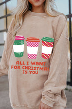 Load image into Gallery viewer, Apricot All I Want For Christmas Is You Ribbed Pullover Sweatshirt Ti Amo I love you
