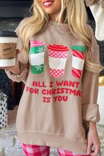 Load image into Gallery viewer, Apricot All I Want For Christmas Is You Ribbed Pullover Sweatshirt Ti Amo I love you
