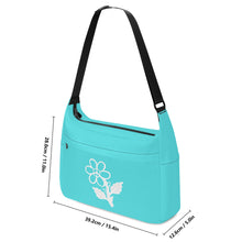 Load image into Gallery viewer, Ti Amo I love you - Exclusive Brand - Medium Turquoise Blue - White Daisy -  Journey Computer Shoulder Bag
