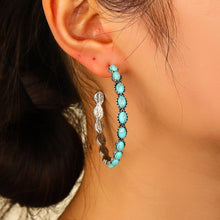 Load image into Gallery viewer, Artificial Turquoise C-Hoop Earrings Ti Amo I love you
