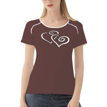 Load image into Gallery viewer, TI Amo I love you - Exclusive Brand - Rose Ebony  - Double White Heart - Women&#39;s T shirt
