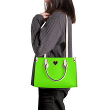 Load image into Gallery viewer, Ti Amo I love you - Exclusive Brand - Bright Green - Luxury Womens PU Tote Bag - Cream Straps
