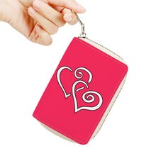 Load image into Gallery viewer, Ti Amo I love you - Exclusive Brand - Light Naphthol Red - Double White Heart - PU Leather - Zipper Card Holder
