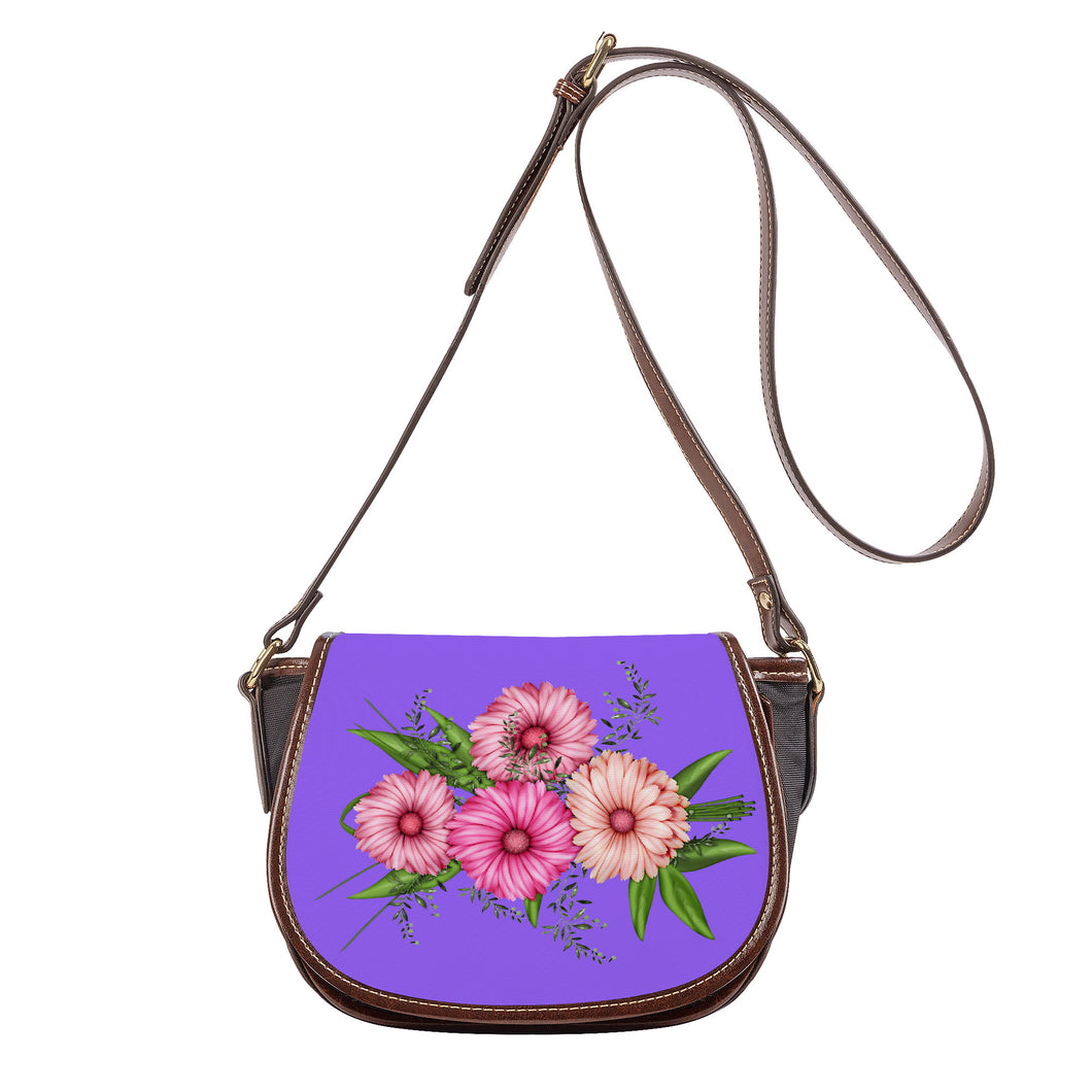 Ti Amo I love you - Exclusive Brand - Heliotrope 3 - Pink Floral - Saddle Bag