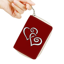 Load image into Gallery viewer, Ti Amo I love you - Exclusive Brand - Maroon - Double White Heart - PU Leather - Zipper Card Holder
