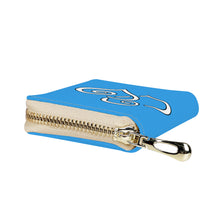 Load image into Gallery viewer, Ti Amo I love you - Exclusive Brand - Picton Blue 2 - PU Leather - Double White Heart - Zipper Card Holder
