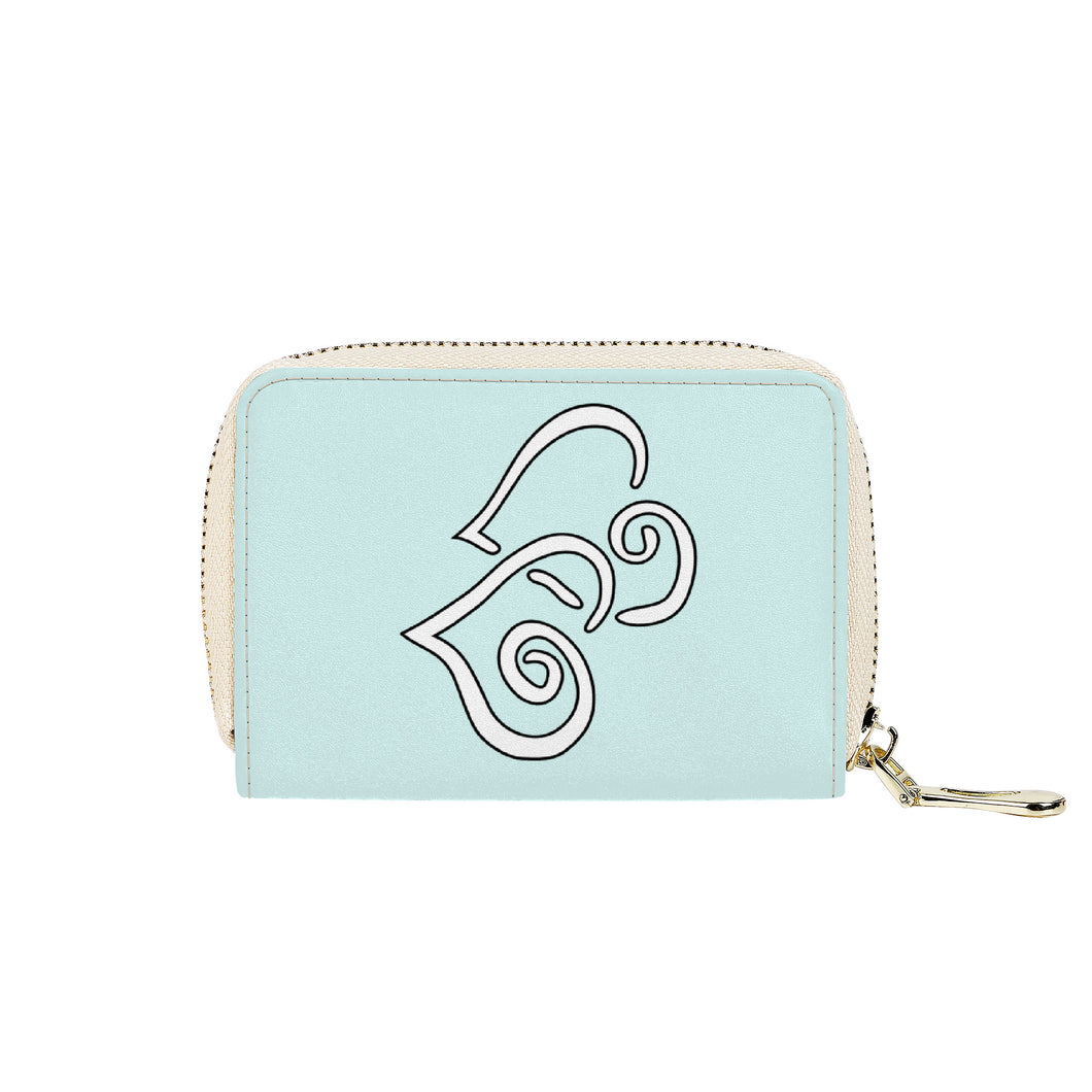 Ti Amo I love you - Exclusive Brand - Polar - Double White Heart - PU Leather - Zipper Card Holder