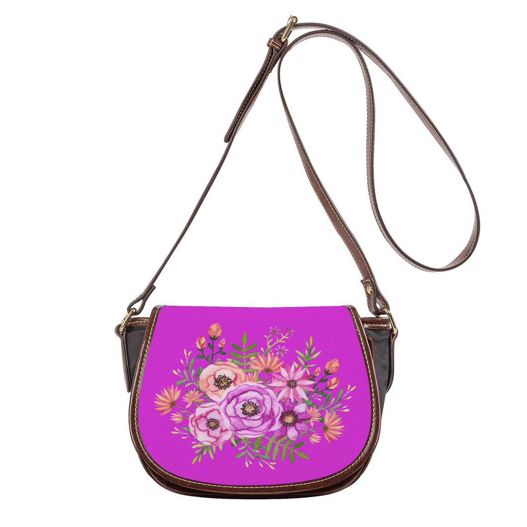 Ti Amo I love you - Exclusive Brand - Bright Orchid - Floral Bouquet - Saddle Bag