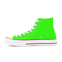 Load image into Gallery viewer, Ti Amo I love you - Exclusive Brand - Florescent Green - White Daisy - High Top Canvas Shoes - White  Soles
