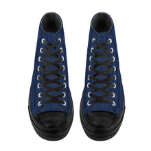 Load image into Gallery viewer, Ti Amo I love you - Exclusive Brand - Dark Blue Denim - High Top Canvas Shoes - Black  Soles
