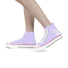 Load image into Gallery viewer, Ti Amo I love you - Exclusive Brand - Lilac - White Daisy - High Top Canvas Shoes - White  Soles
