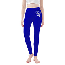 Load image into Gallery viewer, Ti Amo I love you - Exclusive Brand - Royal Blue -  White Daisy -  Yoga Leggings
