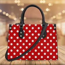 Load image into Gallery viewer, Ti Amo I love you - Exclusive Brand - Chili Pepper with White Polka Dots - Luxury Womens PU Tote Bag - Black Straps
