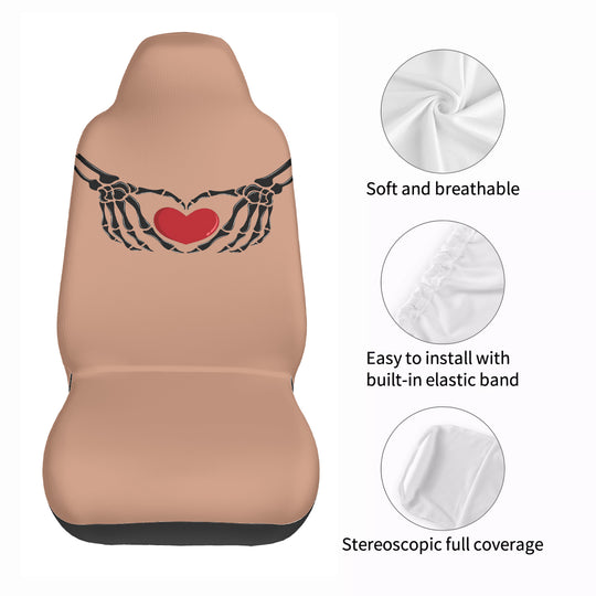 Ti Amo I love you - Exclusive Brand - Feldspar - Skeleton Hands with Hearts  - New Car Seat Covers (Double)