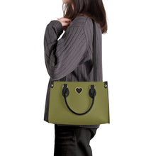 Load image into Gallery viewer, Ti Amo I love you - Exclusive Brand - Pesto - Luxury Womens PU Tote Bag - Black Straps
