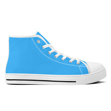 Load image into Gallery viewer, Ti Amo I love you - Exclusive Brand - Medium Cyan Blue -  High-Top Canvas Shoes - White Soles
