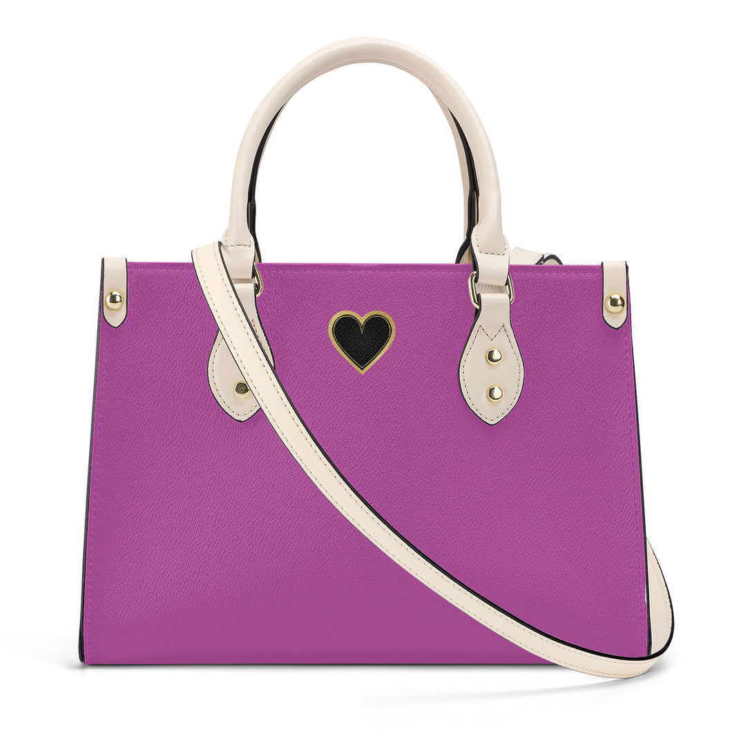 Ti Amo I love you - Exclusive Brand - Purplish Pink - Luxury Womens PU Tote Bag - Cream Straps