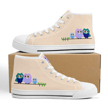 Load image into Gallery viewer, Ti Amo I love you - Exclusive Brand - Oasis - 3 Owls - High-Top Canvas Shoes - White Soles
