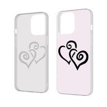 Load image into Gallery viewer, Ti Amo I love you - Exclusive Brand - Prim - Double Black Heart -  iPhone 14 Transparent Acrylic Case (3 cameras)
