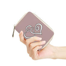 Load image into Gallery viewer, Ti Amo I love you - Exclusive Brand - Thatch - Double White Heart - PU Leather -  Zipper Card Holder
