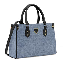 Load image into Gallery viewer, Ti Amo I love you - Exclusive Brand - Light Slate Grey Denim - Luxury Womens PU Tote Bag - Black Straps
