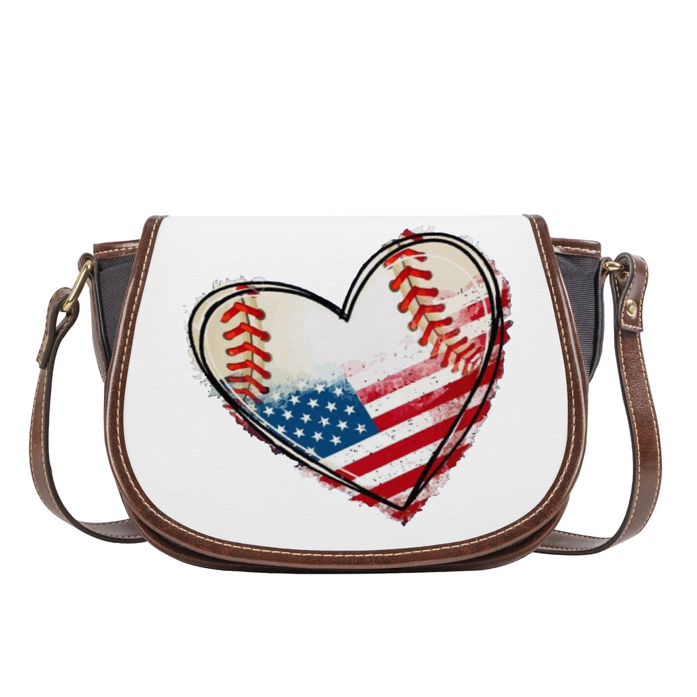 Ti Amo I love you - Exclusive Brand - White - Baseball Heart - Saddle Bag
