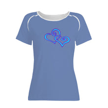 Load image into Gallery viewer, Ti Amo I love you - Exclusive Brand - Wild Blue Yonder 2- Double Cyan Heart - Women&#39;s T shirt
