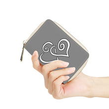 Load image into Gallery viewer, Ti Amo I love you - Exclusive Brand - Gray - Double White Heart -PU Leather -  Zipper Card Holder
