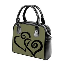 Load image into Gallery viewer, Ti Amo I love you - Exclusive Brand - Khaki Green - Double Black Heart -  Shoulder Handbag
