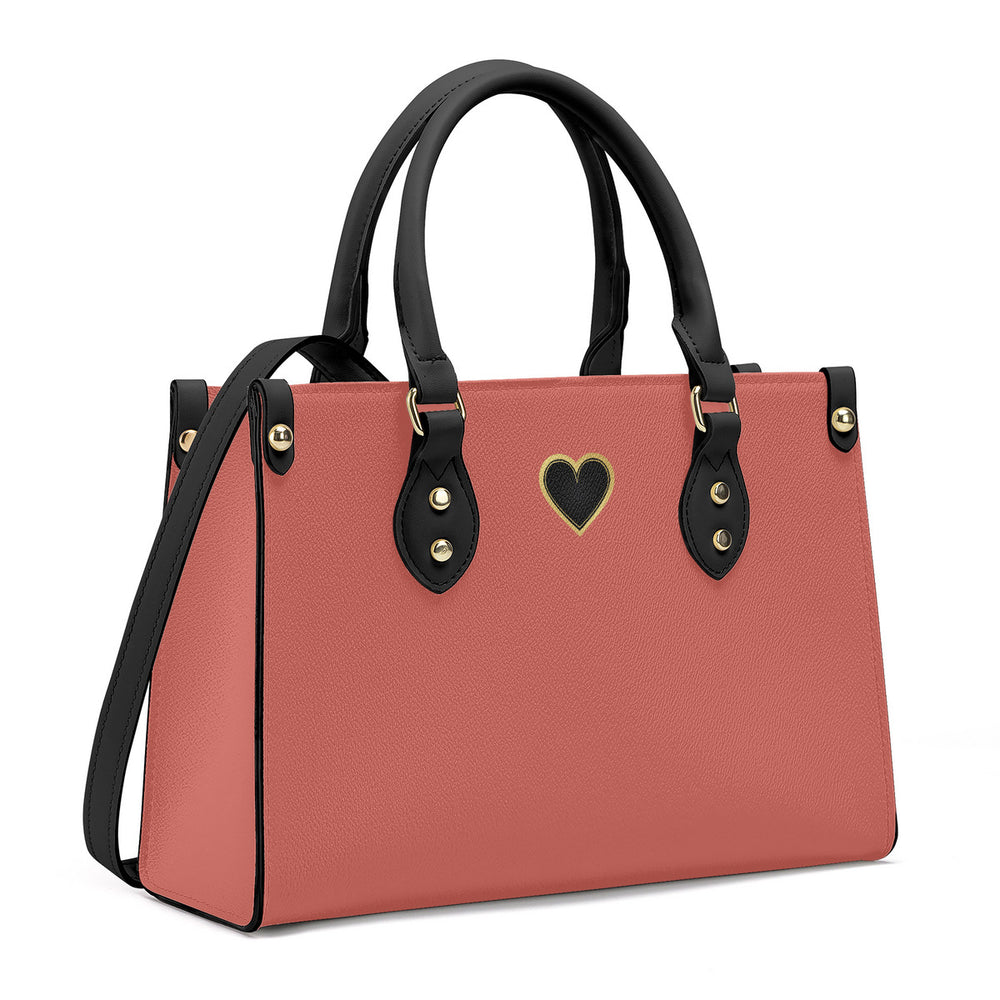 Ti Amo I love you - Exclusive Brand - Desert Coral - Luxury Women PU Tote Bag - Black Straps