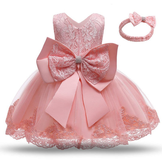 Baby - Girl - Bow & Tool Formal Birthday Party Dress - Christening Gown Dresses - Sizes 3-24 mths Ti Amo I love you