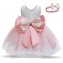 Load image into Gallery viewer, Baby - Girl - Bow &amp; Tool Formal Birthday Party Dress - Christening Gown Dresses - Sizes 3-24 mths Ti Amo I love you
