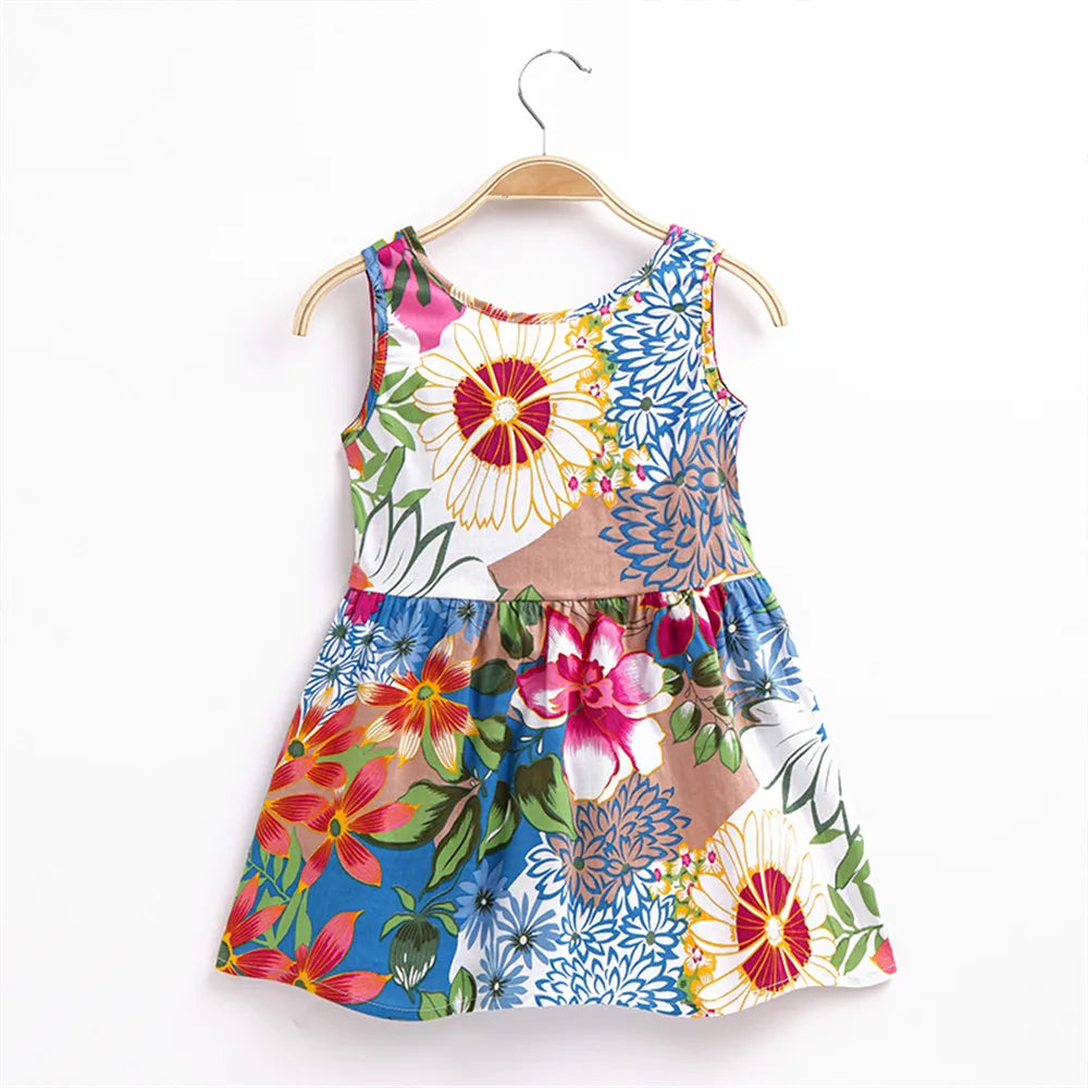 Baby/ Toddler - Girls Sleeveless Flower Print Princess Party Dress Ti Amo I love you