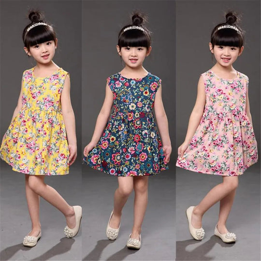 Baby/ Toddler - Girls Sleeveless Flower Print Princess Party Dress Ti Amo I love you