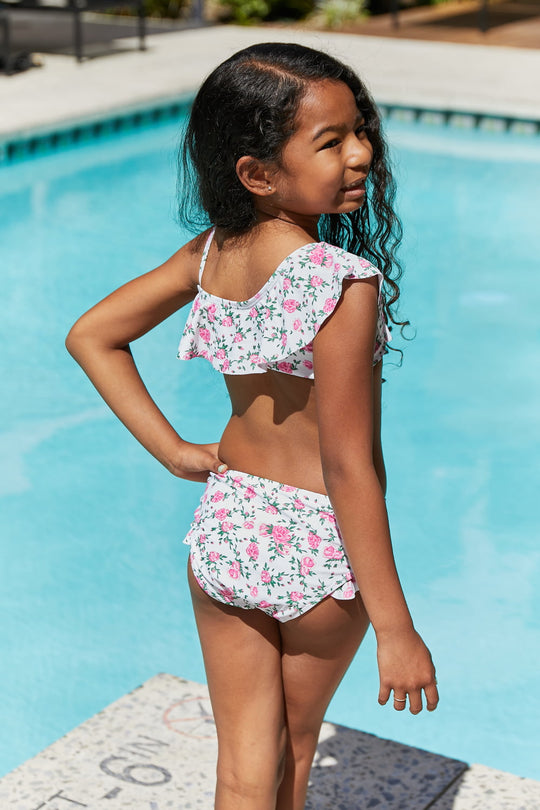 Baby/ Toddler/ Kids - Girls - Marina West Swim Float On Ruffle Two-Piece Swim Set in Roses Off-White - Sizes 18mths-Kids10/11 Ti Amo I love you