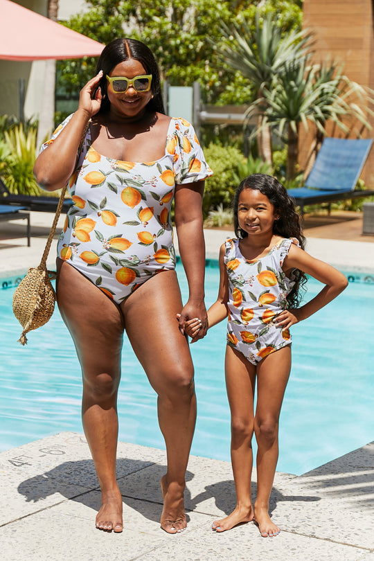 Baby/ Toddler/ Kids - Girls - Marina West Swim Float On Ruffled One-Piece in Citrus Orange - Sizes 18mths- Kids 10/11 Ti Amo I love you