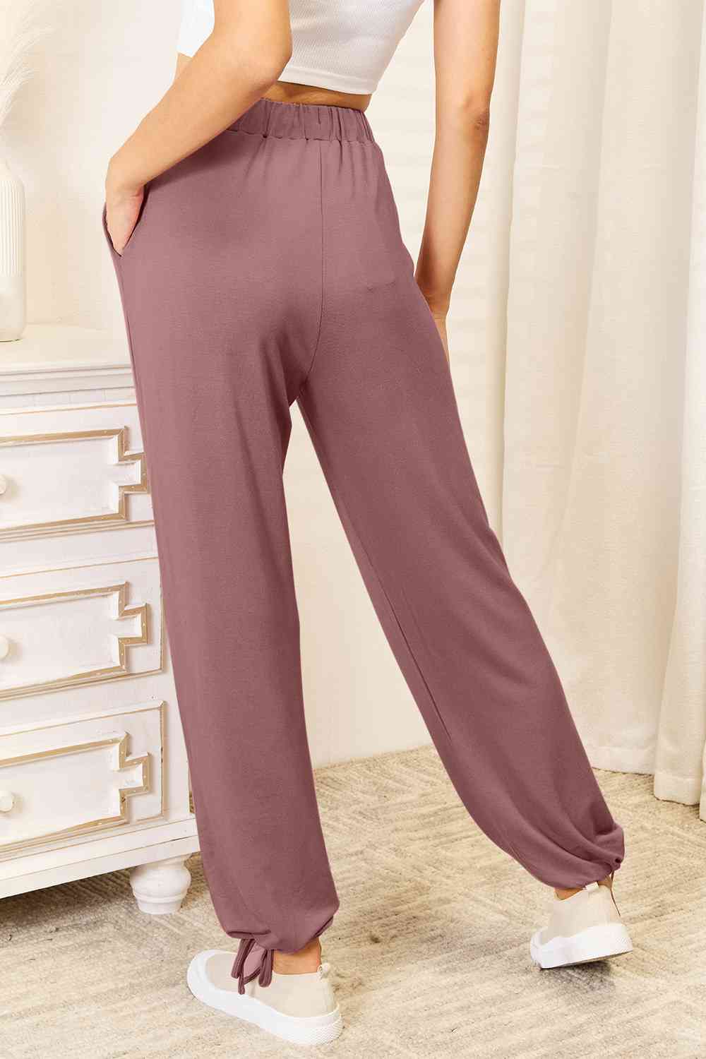 Basic Bae - 3 Colors - Full Size Soft Rayon Drawstring Waist Pants with Pockets - Sizes S-3XL Ti Amo I love you