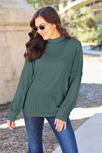 Load image into Gallery viewer, Basic Bae Full Size Ribbed Exposed Seam Mock Neck Knit Top Ti Amo I love you
