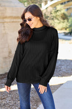 Load image into Gallery viewer, Basic Bae Full Size Ribbed Exposed Seam Mock Neck Knit Top Ti Amo I love you
