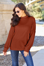 Load image into Gallery viewer, Basic Bae Full Size Ribbed Exposed Seam Mock Neck Knit Top Ti Amo I love you
