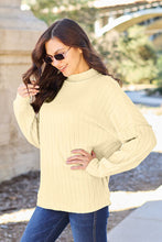 Load image into Gallery viewer, Basic Bae Full Size Ribbed Exposed Seam Mock Neck Knit Top Ti Amo I love you
